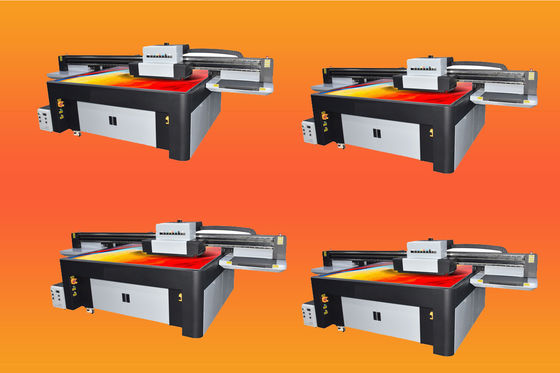 Çelik çerçeveli UV düz yataklı yazıcı çift beyaz renk baskı ve LED çevresel UV mürekkep ile